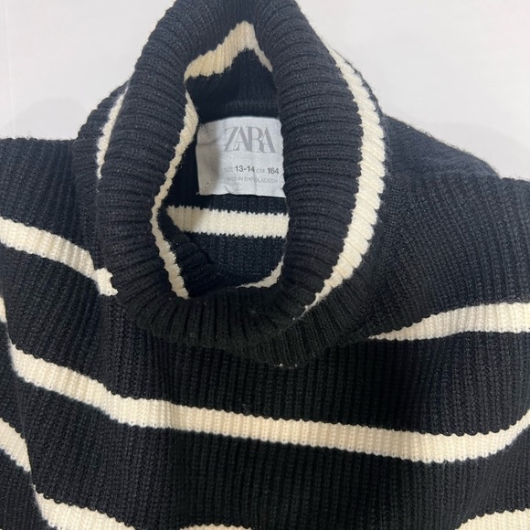 Zara Black and White Turtleneck Sweater with Stripes - Picture 10 of 10